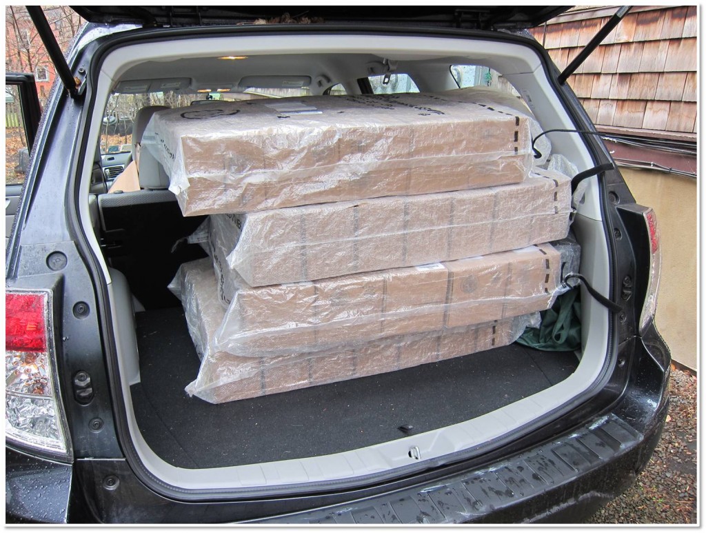 boxes in car