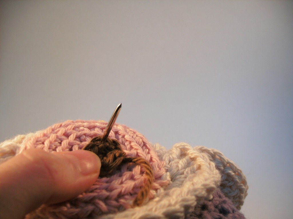 crocheting a baby safe eye on amigurumi