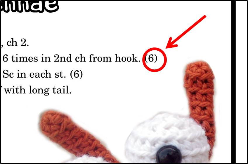 What does the number in parentheses mean in a crochet pattern