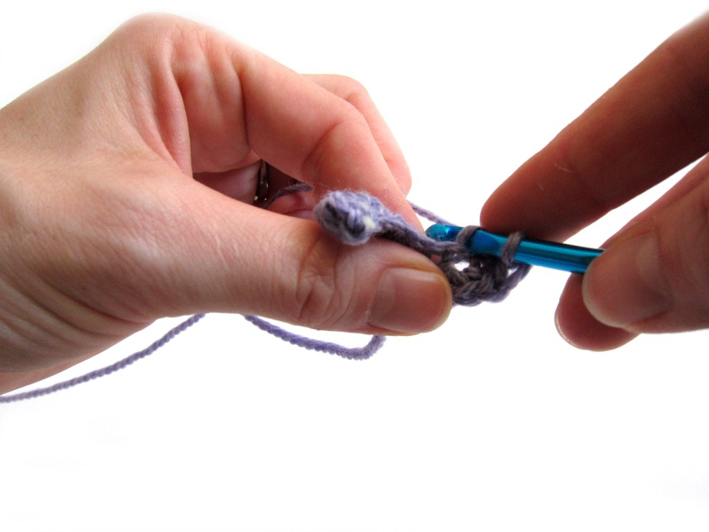 crocheting into the bottom of a foundation chain