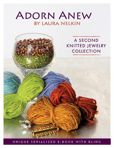 Adorn Anew by Laura Nelkin - book cover showing yarn and beads