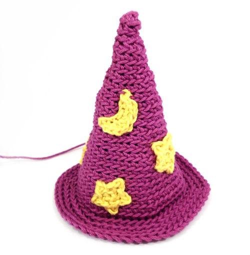 crochet wizard hat with stars (2)