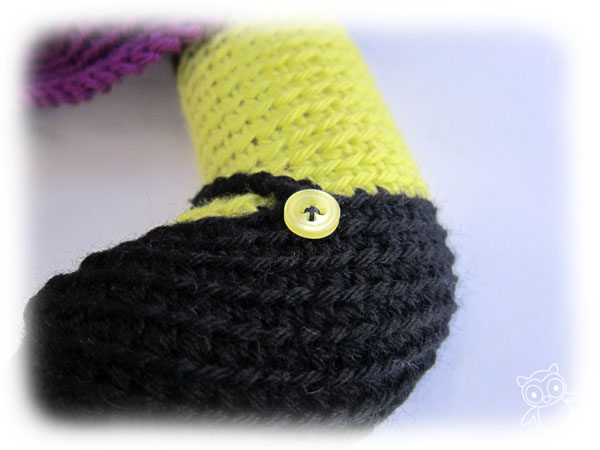 button sewn on crochet bootie