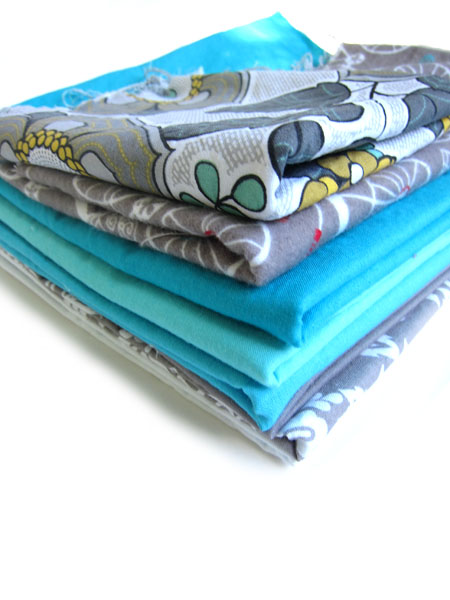 blue and grey fabric