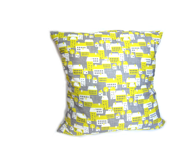french pillow yellow grey