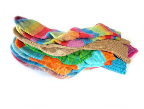 pile of hand knit socks