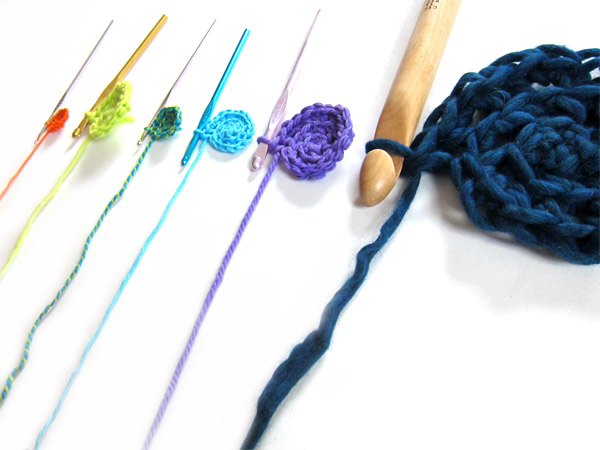 crochet hooks and yarn by FreshStitches