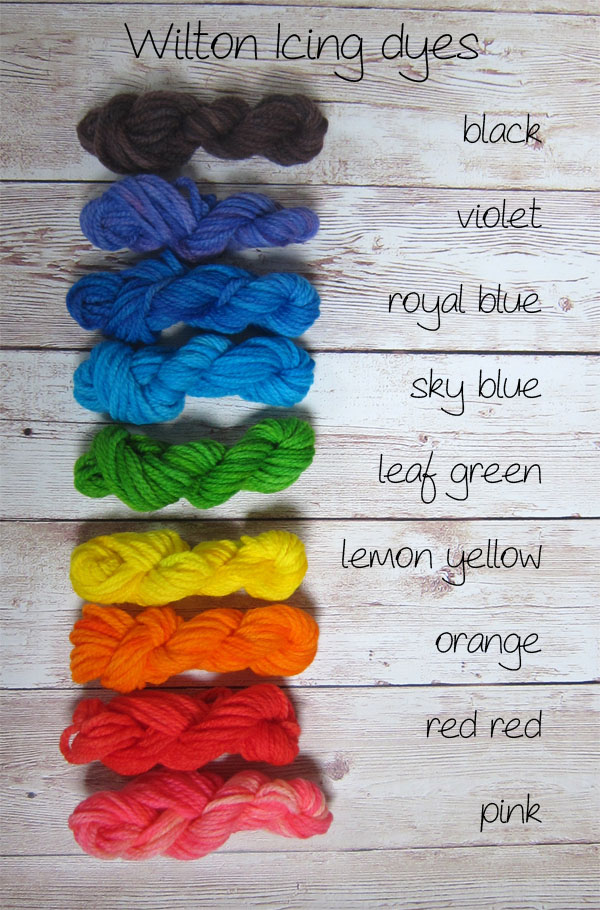 color card for wilton icing dye on yarn, freshstitches