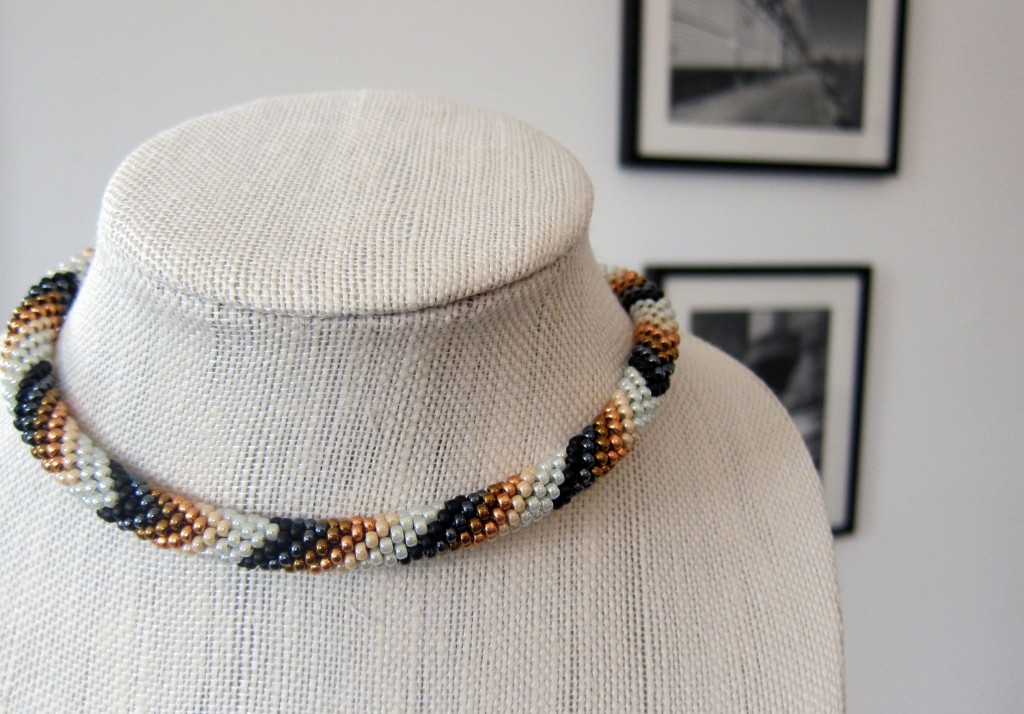 ombre chevron bead crochet necklace by FreshStitches