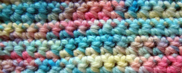 Crochet swatch with variegated yarn
